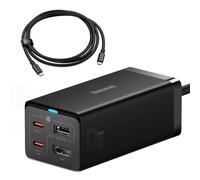 Baseus HUB GaN5 Pro Fast Charger C+C+U+HDMI with Power Cable 1.5m + Type-C to Type-C cable (1m, 100W, 40Gb/s), Black EU (CCGP110201)