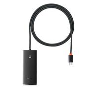 Baseus HUB Lite Series 4 in 1 - USB-C a 4xUSB 3.0 + 1 x Type-C 15W, con cavo da 1 m, nero (WKQX030401)