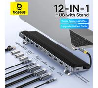 Baseus HUB USB C 12 in 1 con supporto per laptop Adattatore USB 3.2 3.0 con triplo display HDMI DP 4K 60Hz con hub RJ45 SD TF PD 100W tipo C