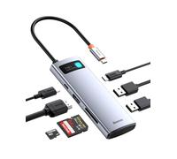 Baseus Hub USB C 7 in 1 Docking Station Adattatore con 4K HDMI, 100W PD, 2 USB 3.0 5Gbps, 1 USB C, Lettore Schede SD/TF per Computer Portatili per MacBook/Surface Pro/iPad/Steam Deck/Rog Ally/Samsung