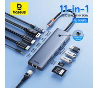 Baseus Hub USB DP 4K Adattatore doppio HDMI Splitter 11 in 1 Docking station RJ45 USB 3.0 PD 100W per MacBook Pro Air M2 M1 USB C HUB
