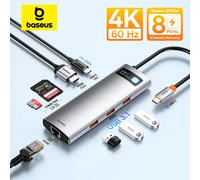 Baseus Hub USB Tipo C a HDMI Adattatore hub USB 3.1 compatibile Porta Ethernet RJ45 da 10 Gbps Docking station SD TF per MacBook Hub USB