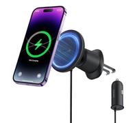 Baseus Magnetic Car Phone Holder CW01 to Ventilation Grid with Car Charger USB-C, 15W + 25W (Black)