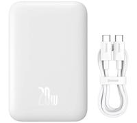 Baseus Magnetic Wireless Power Bank con ricarica rapida tipo USB-C 6000mAh 20W Colore bianco (con cavo di ricarica rapida da USB-C a USB-C 30 cm bianco)