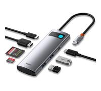 Baseus Metal Gleam DockStation 7 in 1 da USB-C 100W a USB-C PD/HDMI/USB 3.0/Lettore di schede Grigio