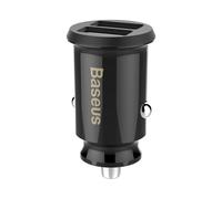 Baseus Mini Caricatore USB per Tablet Telefono GPS 3.1A Caricatore Veloce Dual USB Auto Caricatore per Telefono Nero