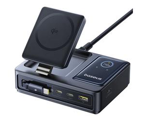 Baseus Nomos 5 in 1 Qi2 140W Stazione di ricarica wireless 2xUSB-C+1xUSB-A Display digitale a LED