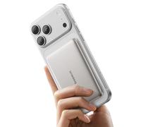 Baseus Picogo AM41 Power Bank, Ultra Slim 5000mAh Magsafe Powerbank, Ricarica Rapida PD 20W, Portatile, Magnetico Batteria Esterna Wireless con cavo USB C per iPhone 17/16/15/14/13/12, Titanio