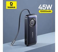 Baseus Power Bank 45W 10000mAh Ricarica Rapida con Cavo Type-C Retrattile Integrato per Laptop iPhone 17 16 15 Pro Max Samsung
