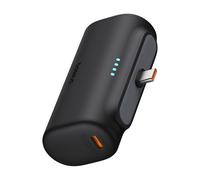 Baseus Power Bank con connettore USB C pieghevole integrato, caricatore portatile da 5000 mAh 20 W, per iPhone 15/15 Plus/15 Pro/15 Pro Max, Samsung S22/23 Series (nero)