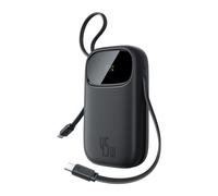 Baseus Powerbank 45W 20000mAh con 2 Cavi USB-C Integrati, Ricarica Rapida Power Bank PD3,0 QC4,0, 3 C 1 A, Caricatore Portatile per iPhone 16/15/14 Pro Max, iPad, Samsung, Nero