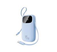 Baseus Powerbank 45W 20000mAh con 2 Cavi USB-C Integrati, Ricarica Rapida Power Bank PD3,0 QC4,0, 3 C 1 A, Caricatore Portatile per iPhone 16/15/14 Pro Max, iPad, Samsung, Blu