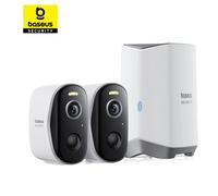 Baseus Protezione di sicurezza Telecamera esterna Serie N1 Kit 2K a 2 telecamere Sicurezza domestica wireless Durata della batteria di 210 giorni HomeKit Memoria da 16 TB