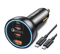 Baseus Qualcomm Car Charger, USB, 2x USB-C, 160W (Grey)