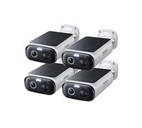 Baseus Security S1 Lite [4 Pezzi] Telecamera Wi-Fi Esterno senza Fili Pannello Solare, IP67 Videocamera Sorveglianza Batteria 2K 135°, Visione Colorata, Nessun Costo, Compatibile con Alexa & Google