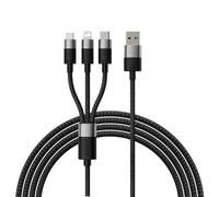 BASEUS Starspeed 3 in 1 Cavo caricabatterie USB 3.5A ricarica rapida USB tipo C Micro USB e USB a Lightning cavo per iPhone, Samsung, Oppo 1,2 m, nero