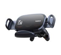 Baseus Triple-Coil - Caricatore da auto wireless da 15 W per bocchetta dell'aria, supporto elettrico per telefono da auto, pannello in vetro, per iPhone 15 Pro Max, Samsung S24 Ultra, ecc