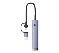 Baseus UltraJoy Hub 4 in 1, da USB-A/USB-C a 4X USB 3.0 + USB-C PD, colore grigio