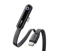 Baseus USB C Cavo con Angolo di 90°, 100 W Typ-C su C E-Sport Cavo con Luce ad Anello, 480Mbps, Cavo di Alimentazione Floccato per iPhone16/16Pro/16Pro Max/15, Samsung S24U, Macbook, 1m