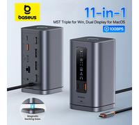 Baseus USB C Hub a DP 4K @ 60Hz HDMI DisplayPort Docking Station 11-IN-1 Triplo display RJ45 PD 100W per finestra Mac USB 3.1 HUB 11-in-1 for Windows