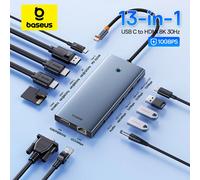 Baseus USB C Hub Tipo C a HDMI Adattatore HUB USB 13-in-1 DP 4K 60Hz 120Hz RJ45 Convertitore VGA PD 100W USB A 3.1 2.0 Per MacBook PC