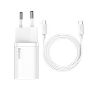 Baseus Wall Charger 25W USB-C Con Cavo USB-C 1m, Bianco, TZCCSUP-L02