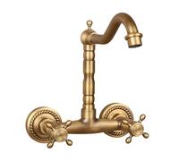 Bashbasina da Bagno in Ceramica a Parete all-Rame, Bacino, Rubinetto a Doppia manina e Rubinetto Freddo, Twist Antico Dritto a Cinque Modi, Alto