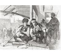 Bashi-bazouks al bar. Un bashi-bazouk o bachibouzouk (dal turco ba_ bozuk letteralmente "testa deformata") era un cavaliere mercenario dell'esercito dell'Impero Ottomano con armamento non