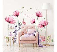 BASHOM BS-106 Fiore di Papavero Adesivi da Parete Fiori Murali farfalle Sticker Soggiorno Camera Letto per Bambini Murale decorazione casa