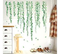 BASHOM DS-8052 Adesivi da parete con foglie di vite di eucalipto verde acquerello, decalcomanie rimovibili per cameretta dei bambini, camera da letto, soggiorno, decorazione artistica per la casa