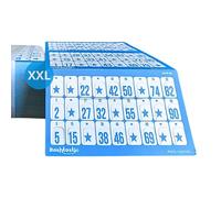 Bashtastic 102 Cartelle Tombola Grandi con Finestrelle - Cartelle Grandi (16x10cm) per Tombola | Cartella Riutilizzabile, Numerate e Tutte Diverse tra Loro per Bingo 90 Palline, Colore Blu