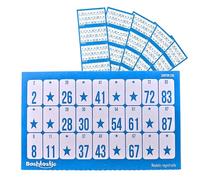 Bashtastic 504 Cartelle Tombola - Cartelle Tombola Usa e Getta per Gioco Classico 90 Palline. Numerate e diverse tra loro. Carta Resistente da 240 g/m². Divertimento per tutta la famiglia. Colore Blu