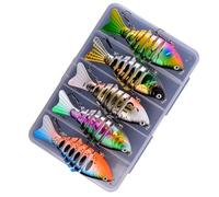 Basi articolati: esche per acqua dolce e acqua salata | Swimbait articolato | 5 esche robotiche | 10 cm in acciaio inox con esca morbida a giunzione multipla | Agudos Du