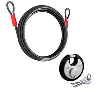 BASI | Cavo universale con lucchetto rotondo | corda in acciaio intrecciato con occhielli | rivestito in vinile | 5 metri | lucchetto | antifurto per mobili da giardino