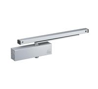 BASI Chiudiporta con binario scorrevole e unità di bloccaggio, set completo, funzione di bloccaggio, regolabile, porte fino a 950 mm, peso fino a 60 kg, argento