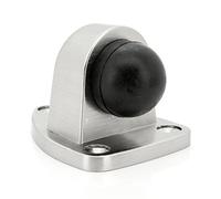 BASI Fermaporta per montaggio a pavimento, effetto acciaio inox, supporto per porta, fermaporta in argento, protezione per pareti e mobili, protezione in gomma, protezione da parete