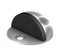 BASI Fermaporta per montaggio a pavimento, in acciaio inox, supporto per porta, fermaporta in argento, protezione per pareti e mobili
