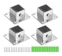 Basi for pali quadrate da 4 pezzi in acciaio inossidabile da 20/25/30 mm | Staffe di ancoraggio a flangia for supporto ringhiera del ponte di recinzione(20 x 20mm)