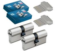 BASI Set di 2 cilindri doppi profilati V55, N+G, diverse lunghezze, chiusura simultanea, serratura a cilindro con 5 chiavi reversibili, funzione di emergenza e pericolo, alta protezione, cilindro di
