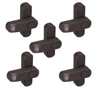BASI | Set di 5 pezzi | sicurezza supplementare per porte finestre a un battente | bloccabile con bottone automatico | chiavistello girevole | protezione antintrusione | colore marrone | 5 pezzi