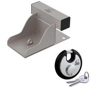 BASI | Set di sicurezza aggiuntiva per cancello con lucchetto a barra rotonda | sicurezza per porta del garage per un ancoraggio fisso a terra | blocco portiera garage in acciaio