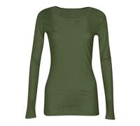 Basic a Maniche Lunghe da Donna con Scollo a V Going out Tops for Women Fall Long Sleeve Lightweight Tops Ribbed Crew Neck Shirts Winter Trendy Travel Costine Sottogiacca Cotone Maglietta (Green S)