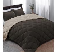 Basic Beyond Set copripiumino per letto matrimoniale, reversibile, per tutte le stagioni, marrone/avorio, 1 piumino (223,5 x 233,7 cm) e 2 federe (50,8 x 66 cm + 5,1 cm)