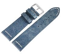 Basic Bracciale in vera pelle blu scuro, zigrinato, piatto, 24 mm