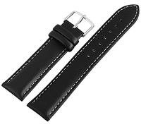 Basic - Bracciale in vera pelle, imbottito, 18 mm, colore: Nero