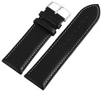 Basic - Bracciale in vera pelle, imbottito, 26 mm, colore: Nero