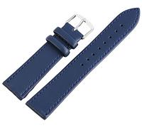 Basic - Bracciale in vera pelle, liscio, 16 mm, colore: Blu scuro