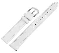 Basic - Bracciale in vera pelle, liscio, piatto, 16 mm, colore: Bianco