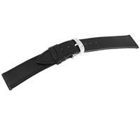 Basic - Bracciale in vera pelle, liscio, piatto, 16 mm, colore: Nero