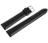 Basic - Bracciale in vera pelle, piatto, 12 mm, colore: Nero